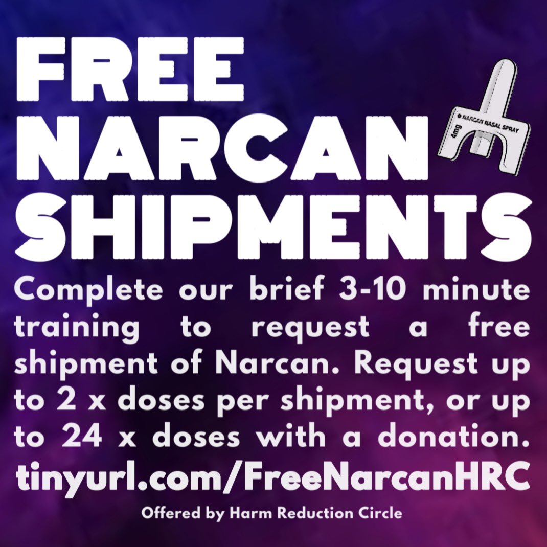 HarmReductionO's tweet photo. HELP PREVENT ACCIDENTAL OVERDOSES!! ๐ Complete our brief Narcan Training & weโll mail you 2 x Doses of Narcan for FREE - no cost for shipping!
โ
Request a Free Shipment of Narcan:โ
https://t.co/vnW0SnFpNe
#FreeNarcan #FreeNaloxone #Narcan #Naloxone #HarmReductionO https://t.co/mzAlYYKqW2