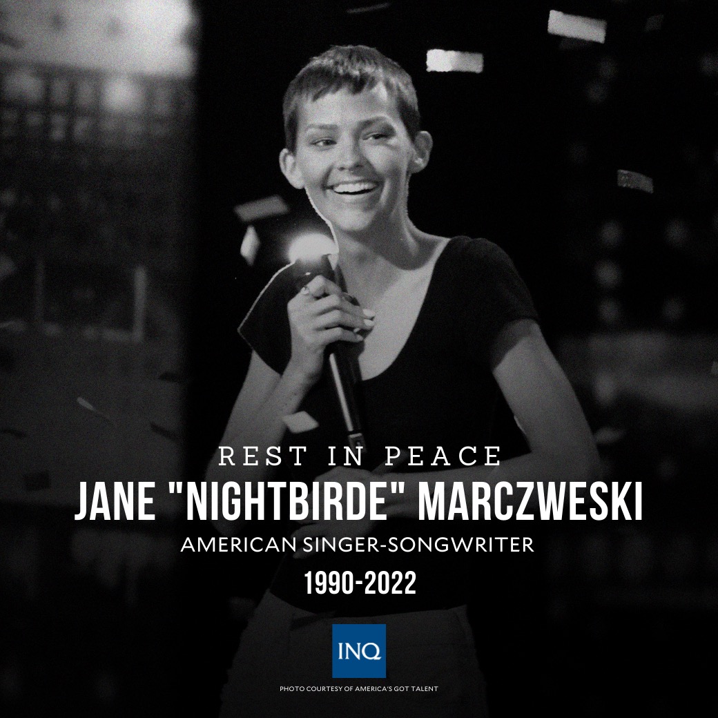 inquirerdotnet's tweet photo. Rest in peace, Nightbirde.

“America’s Got Talent” star Jane Marczewski, popularly known as Nightbirde, has passed away after her long battle with cancer. She was 31. https://t.co/w9IRuu9FCs