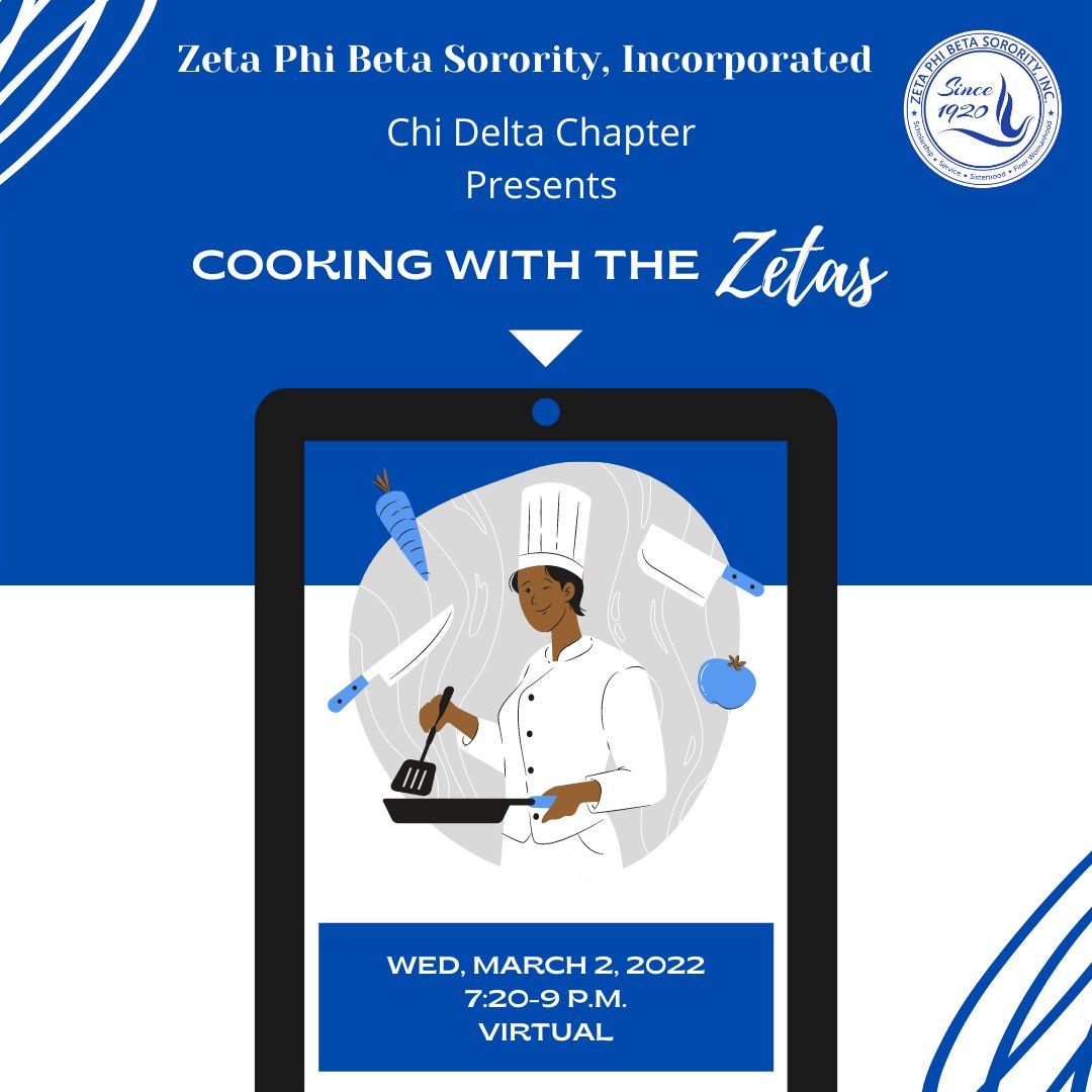 Who better to learn Fine Dining from than a Finerwoman? We’ll wait. 💫 Join us 03/02! 💙🕊
 
<a href="/nphctwu/">TWU NPHC</a> <a href="/twugreeklife/">TWU Greek Life</a> 
#1920 #zetaphibeta 
#finerwomanhood
#CookingWithTheZetas