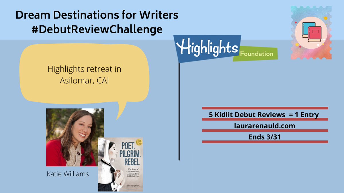 laura_renauld's tweet image. I didn't know @HighlightsFound
had a retreat in CA, @KatieWills79!

Review Katie's book or any #Kidlit debut for a chance to win a copy! Details at laurarenauld.com. Ends 3/31.

#DebutReviewChallenge #ReadReviewRepeat #WritingCommunity #Review #Win