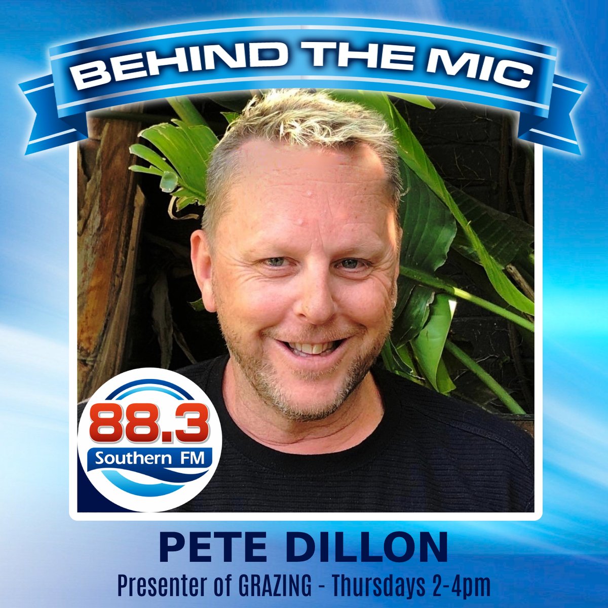 This week we introduce you to Pete Dillon, presenter of Grazing, Thursdays from 2pm - 4pm. Celebrating the best in food, drink, rest and relaxation, with guests from around the corner or around the world, join Pete as he takes you on a journey of discovery.

#southernfm #bayside