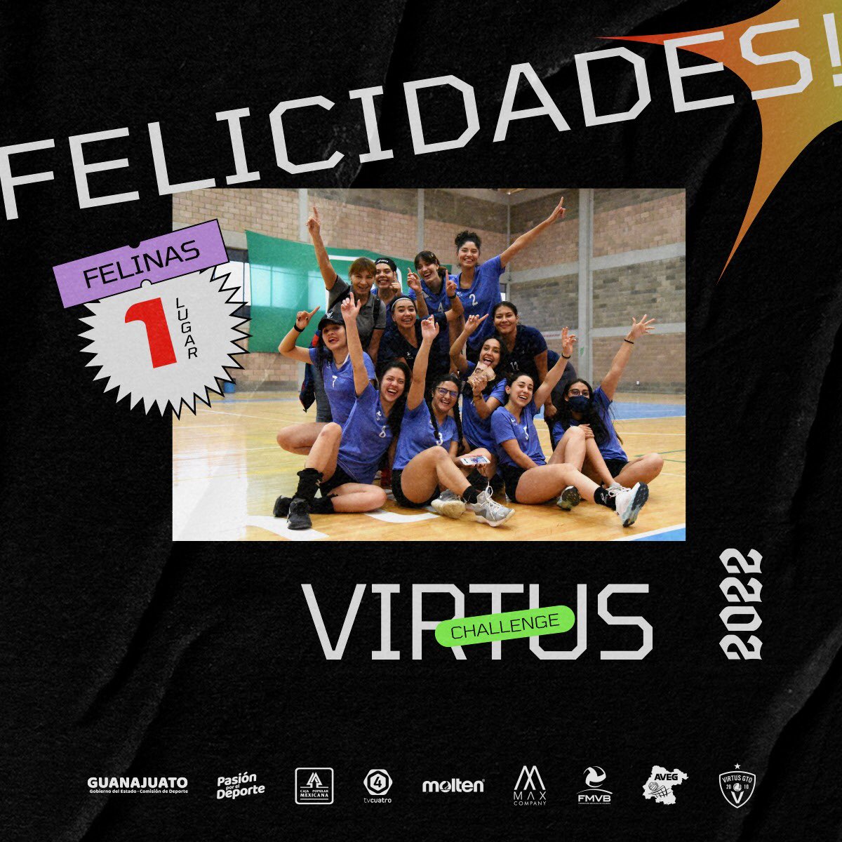 VirtusGtoLMV's tweet photo. Tenemos ganadores!! Felicidades al equipo femenil de Felinas así como al varonil de La Chona, Jalisco, nos vamos muy contentos con esta primera edición de #VirtusChallenge 2022 😺
Agradecemos a todos los equipos que nos acompañaron 👏🏻 🏐 #Volleyworld https://t.co/ydVbU3qagd