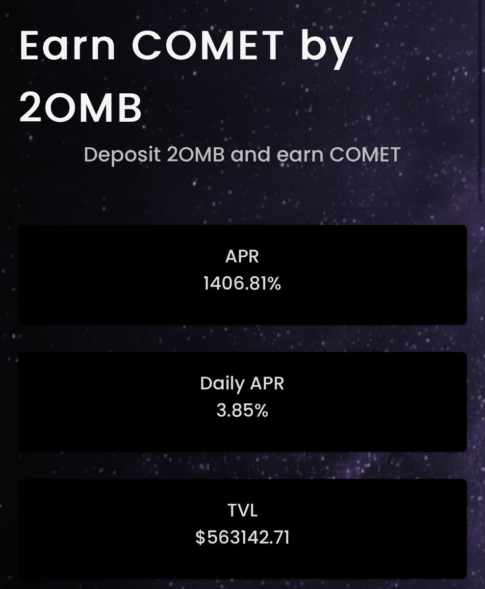 CometFinance88's tweet photo. ~4% Daily APR on our #2omb genesis pool! 36 hours more to go! What are you guys waiting for? #2omb on! $COMET $METEOR #tombfork #2ombfinance https://t.co/h1RfuVTEtq