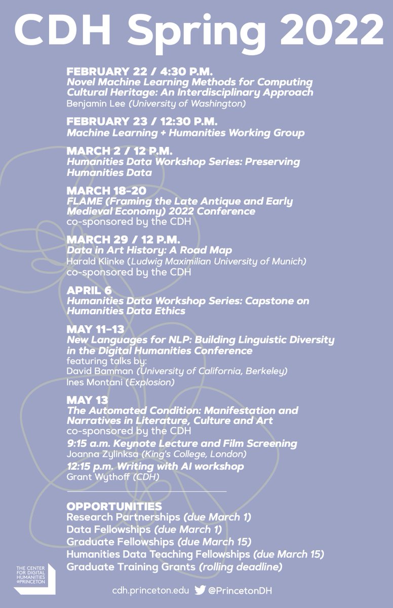 PrincetonCDH's tweet photo. We are excited to present our spring events--(almost) all in one place! We hope you will join us! https://t.co/CHQd4UkUSU