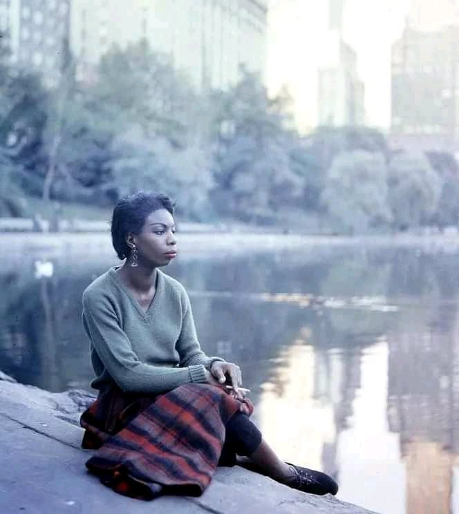 Happy birthday Nina Simone in Central Park 1958.     