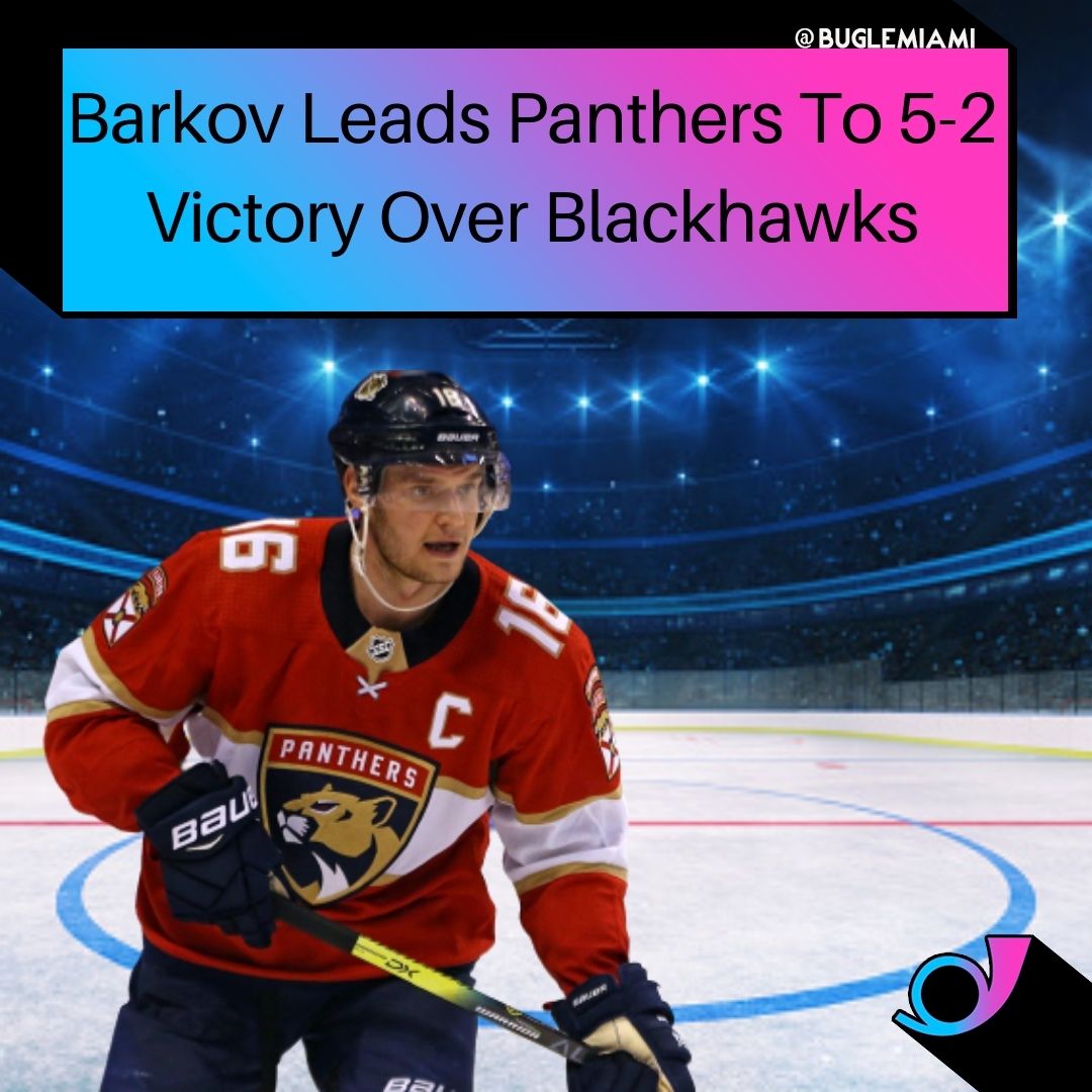 #AleksanderBarkov had a goal and two assists and the surging Florida Panthers beat the Chicago Blackhawks on 5-2 on Sunday for their third straight win

#BugleMiami #FloridaNews https://t.co/z5caaYHybd