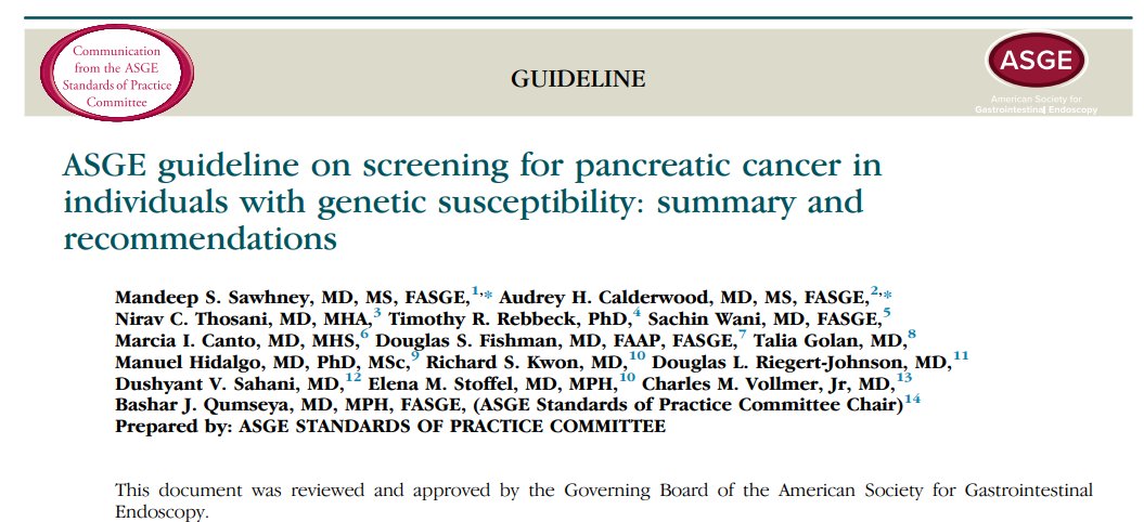 (1/7) Brief #tweetorial summarizing ASGE 2022 Pancreatic Cancer Screening Guidelines ✅Grateful to @ASGEendoscopy & SOP for prioritizing PDAC screening ✅GRADE methodology ✅2 systematic reviews & meta-analysis 📎 authors.elsevier.com/c/1ebai_O1haEtl