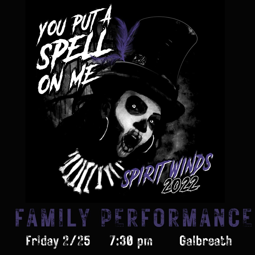 🎷Join Spirit Winds as they kick off their '22 season on the road to defend their WGI World Championship title! 
🎶Parent Performance
➡Friday February 25
🕢7:30
📍Galbreath Gym 
❔ Miss your chance at a Spirit WInds shirt?  We have a few extras!  Email sojband1@gmail.com1!