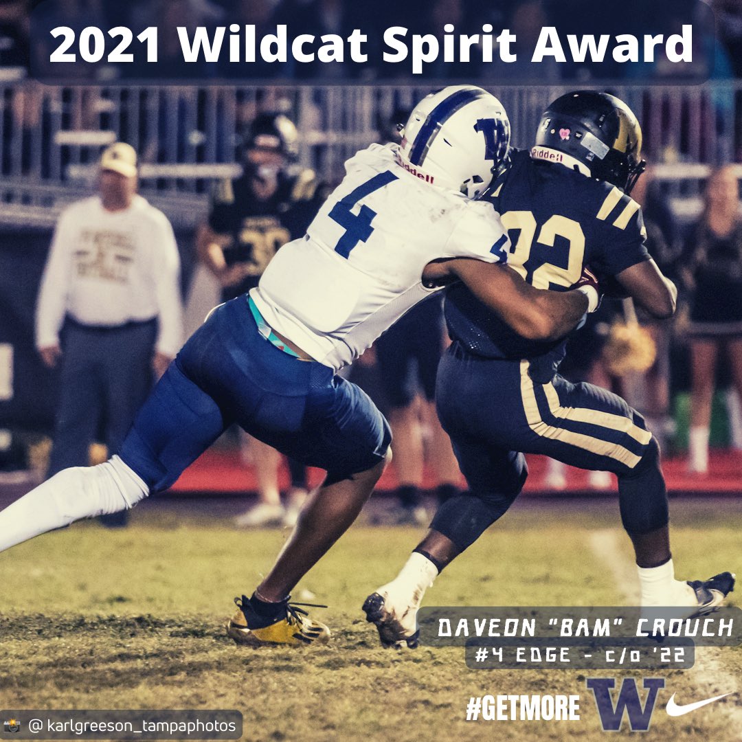 Congrats to Senior EDGE Bam Crouch (<a href="/CrouchDaveon/">llbam.2xll</a>) for winning the Wildcat Spirit Award for the 2021 Season‼️

#GetMore I <a href="/RecruittheW/">Wharton High School Football College Recruiting</a> 
<a href="/CoachLikeMike/">BMW</a> <a href="/Coach_Baham/">Robert Baham Jr.</a> <a href="/WhartonBoosters/">Wharton Boosters</a>