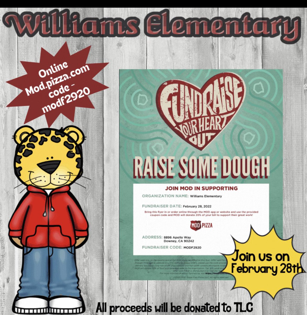 We hope to count with your support on behalf of TLC (True Lasting Connections), a Downey Family Resource Center that provides support for our families.  Please join us on February 28th (next Monday) at Mod Pizza, 8896 Apollo Way, Downey, CA. <a href="/DowneyUnified/">DowneyUnified</a> @DowneyTLC