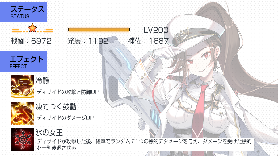 operation_BA's tweet photo. 【新規ヒーロー情報】 
インテリ寄りから武闘派寄りの印象に、
若き日の戦闘力と現在の指揮力を併せ持つ最強の「“フローズンハート”加伊猟子」、
3月1日に「摂動理論」で登場！ 

#オペブラ https://t.co/cqkHGWYcpv