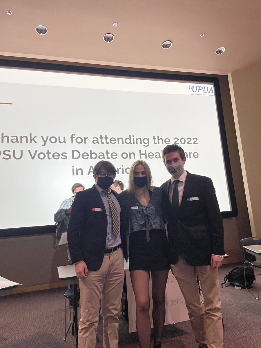 UPUA_Gov's tweet photo. Thank you to the College Democrats, College Independents, and College Republicans for putting on a great debate tonight! Also, a huge thank you to our moderators - none of this would’ve been possible without you! ⁦@PennStateGOP⁩ ⁦@independentpsu⁩ ⁦@PSUCollegeDems https://t.co/GU51UndqJ5