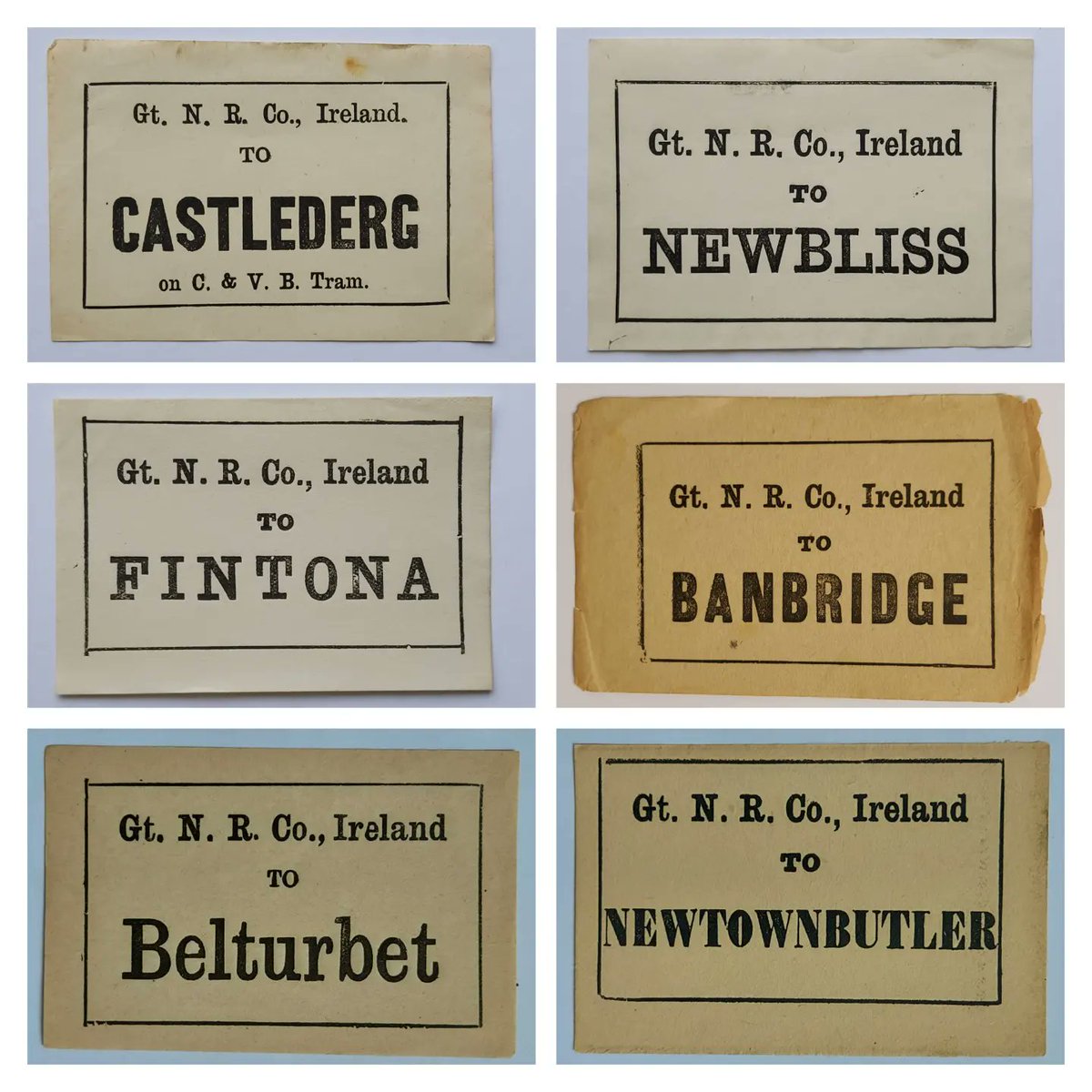 TICKETSPLEASE14's tweet photo. ORIGINAL 1930s-1940s GREAT NORTHERN RAILWAY IRELAND 
'LUGGAGE LABELS' Limited batch of luggage labels in stock. Surprise Mum with a trip down memory lane. 8x6 framed DM for info on price, destinations available or to place an order.
#giftsformum #mothersday https://t.co/6h6SUePNjk
