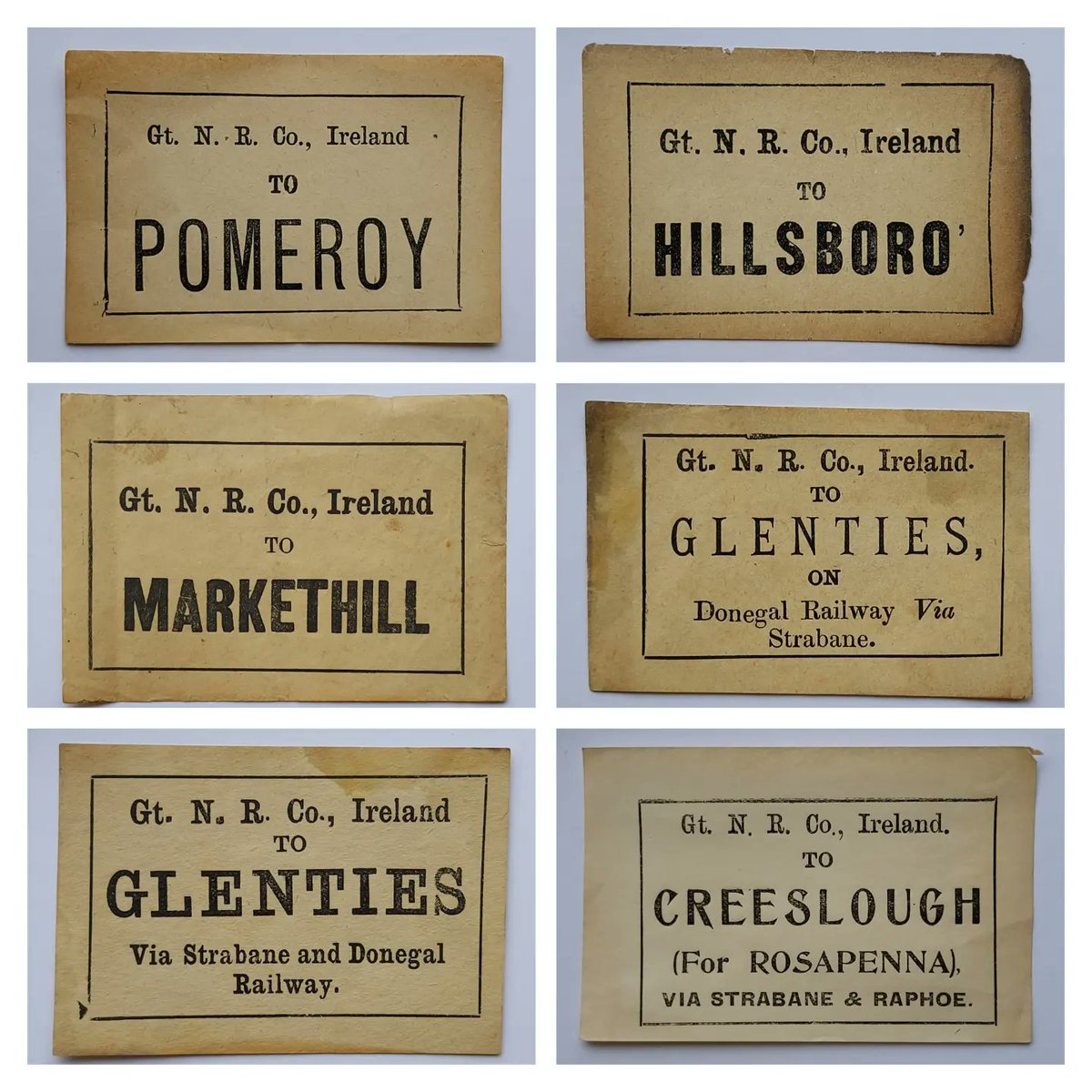TICKETSPLEASE14's tweet photo. ORIGINAL 1930s-1940s GREAT NORTHERN RAILWAY IRELAND 
'LUGGAGE LABELS' Limited batch of luggage labels in stock. Surprise Mum with a trip down memory lane. 8x6 framed DM for info on price, destinations available or to place an order.
#giftsformum #mothersday https://t.co/6h6SUePNjk