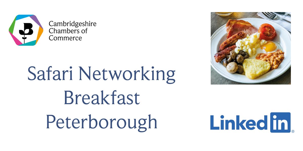 cambschamber's tweet photo. 1 week today...
Safari networking in #Peterborough with @KristianDowner who will share strategies &amp; tactics of using LinkedIn to promote and grow your business.
Register here > https://t.co/LwMClpvfBj https://t.co/cmLxOpTvsg