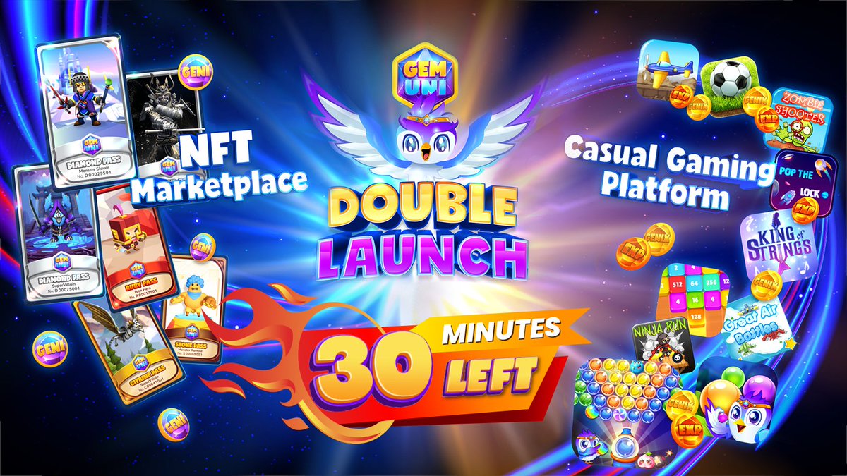 gemuniofficial's tweet photo. Tick-tock! Just only 30 minutes left till the #DoubleLaunch event🤯

We're down to the last 30 minutes!

Are you looking forward to the big day? Do you want to be a part of the #DoubleLaunch?

Buckle up! We're going to take you to the best event ever!

#GemUni #DoubleLaunch https://t.co/zlvq4JmVAP