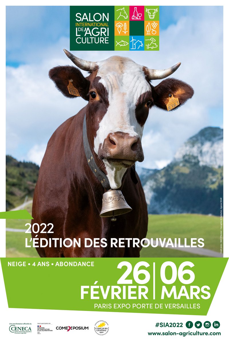 Vous serez au <a href="/Salondelagri/">Salon International de l'Agriculture</a> dès le 26/02 ? 
Venez goûter, sentir, vivre et découvrir notre territoire auprès de nos équipes et 13 de nos ambassadeurs <a href="/dromecmanature/">Drôme C'est Ma Nature</a>. 
On vous attend nombreux ! 
#SIA2022 #agriculture #drome #dromecestmanature #SIAdesretrouvailles