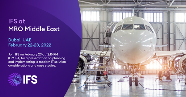 MichaelOuissi's tweet photo. MRO Middle East is nearly here—Listen to Mike Egan @ifs speaking about the importance of planning & implementing the latest #AvMRO digital solutions. Save the date/time: 12:15PM local time February 23—don’t miss out! @AvWeekEvents #EngineMRO #DigitalTransformation #MROME https://t.co/MoV4fLkONn