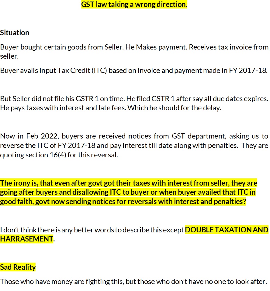 Sam_2424's tweet photo. GST law taking wrong direction. https://t.co/O3hukH8u54