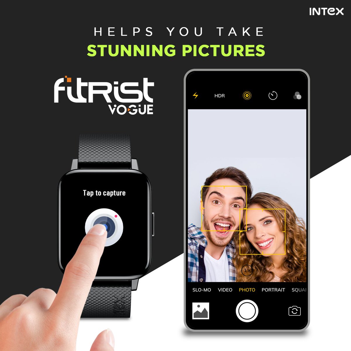 IntexBrand's tweet photo. Pair your #FitRistVogue with your smartphone and click stunning pictures, effortlessly! With the camera control feature, your photography will get an upgrade! Grab it today: https://t.co/JG22pCEiMR #smartwatch #fitrist #fitristsmartwatch #fitristvogue #newlaunch #productlaunch https://t.co/iPUcugdoyV