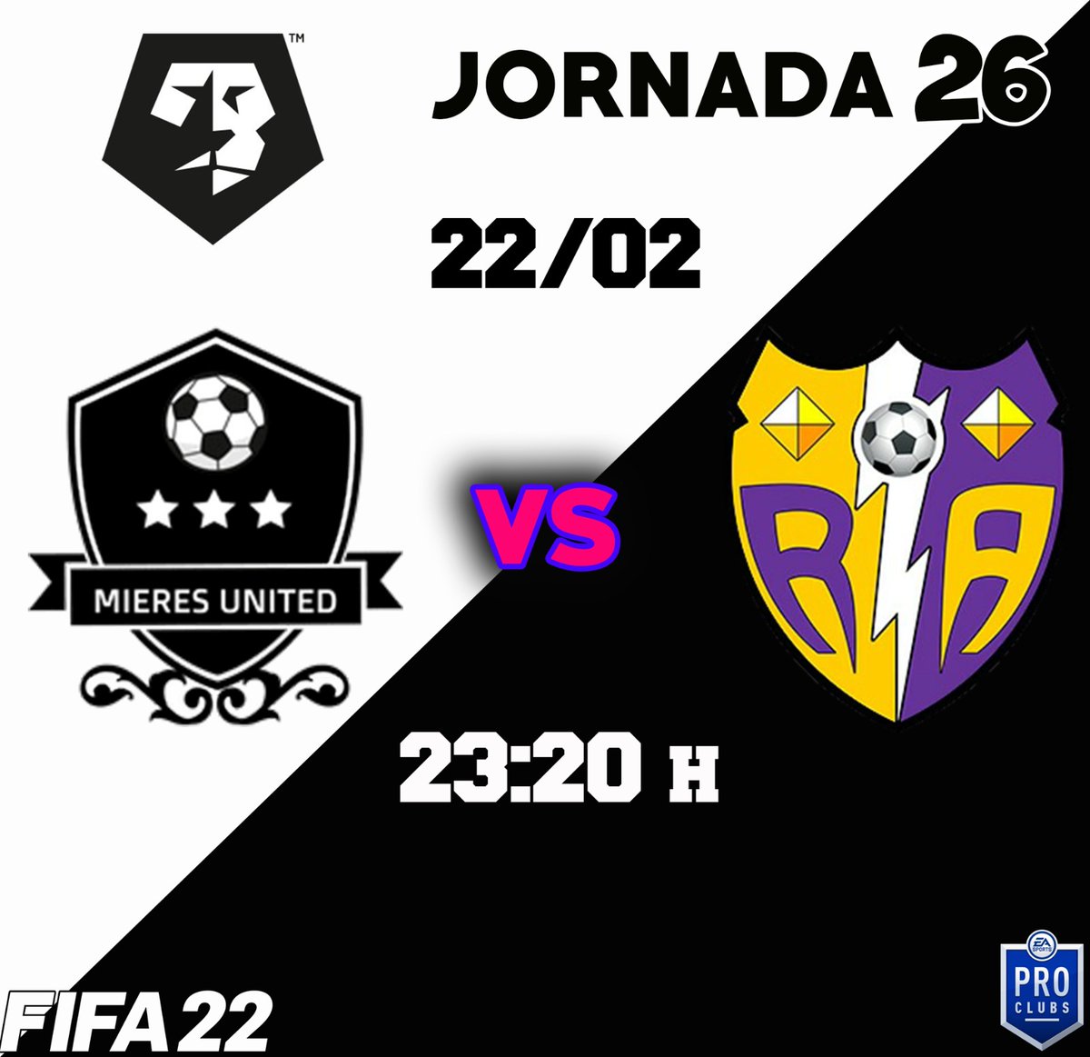 RayoArriacense's tweet image. 📅Martes 22/02/2022
🏆Jornada 26 @VFOspain
🆚 Mieres United

Último partido de la liga y dependemos de nosotros mismos para alzarnos como campeones.
Saldremos con todo para llevarnos la victoria🔝⚡.

Enlace del canal para verlo: youtu.be/tFynWDhIcJc

#FIFA22 #FIFAclubespro
