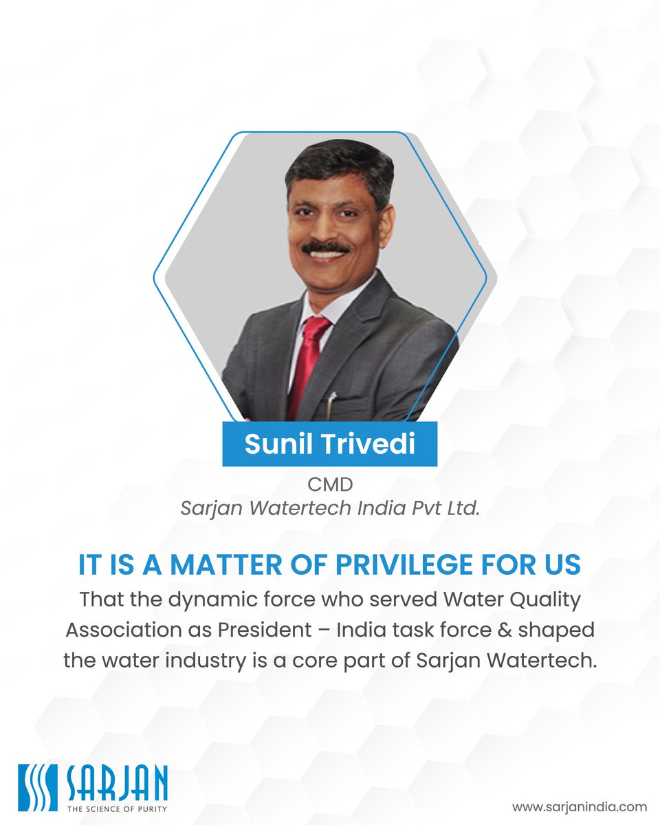 sarjanwatertech's tweet photo. Mr. Sunil has a very high degree of personal integrity towards industry, customers, employees and society.
For further read @https://sarjanindia.com/management/

#cmd #president #indiataskforce #watertech #waterindustry https://t.co/lfddLNTVAm