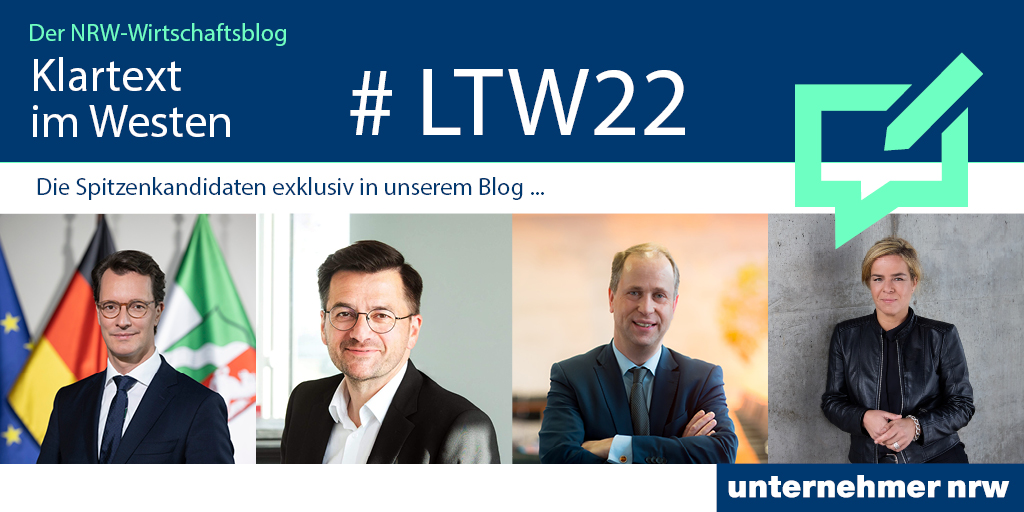 unternehmer_nrw's tweet photo. Unser NRW-Wirtschaftsblog "Klartext im Westen" beginnt das #Blog-Jahr mit den Beiträgen der vier Spitzenkandidaten für die #Landtagswahl in #NRW, MP @HendrikWuest, @ThomasKutschaty, @JoachimStamp und @MonaNeubaur. #LTW22
Zum Blog 👉 https://t.co/be3EGMPchX https://t.co/78jJm1hhR7