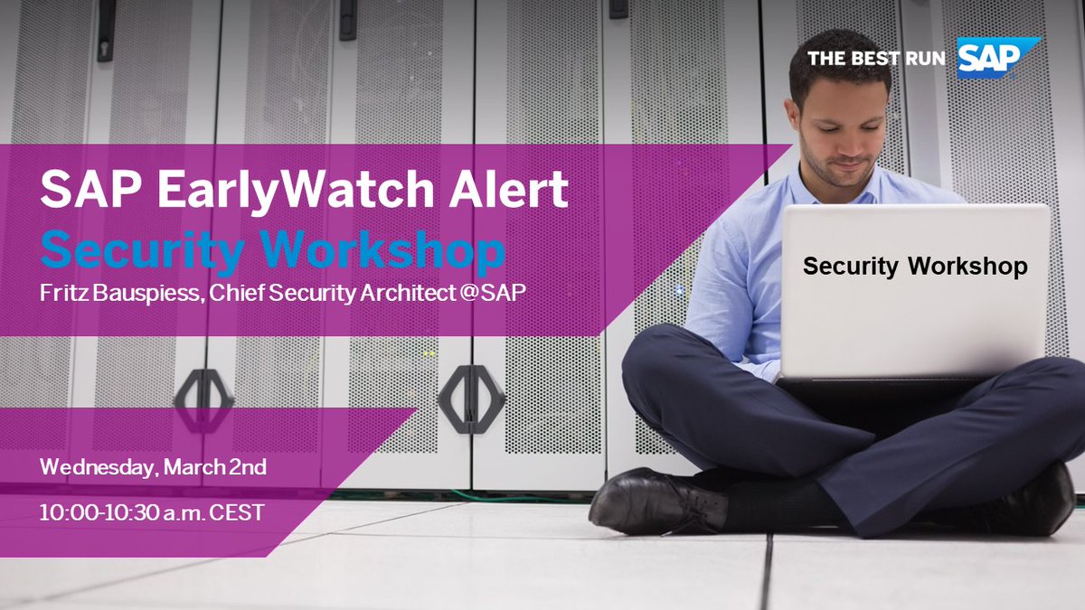 #Security is basically “invisible” in normal operations: You typically don’t notice deficiencies – until it is too late. Join this workshop to learn how <a href="/SAP/">SAP</a> #EarlyWatchAlert can help you: url.sap/kfxaec
<a href="/_DSAG/">DSAG e.V.</a> <a href="/ASUG365/">ASUG</a> <a href="/SAPSASWE/">SAPSA</a> <a href="/VNSG/">VNSG</a> <a href="/SAPUserGroup/">UKISUG</a> <a href="/AUSAPE/">AUSAPE</a> <a href="/SBN_Norway/">SBN - SAP User Group Norway</a>