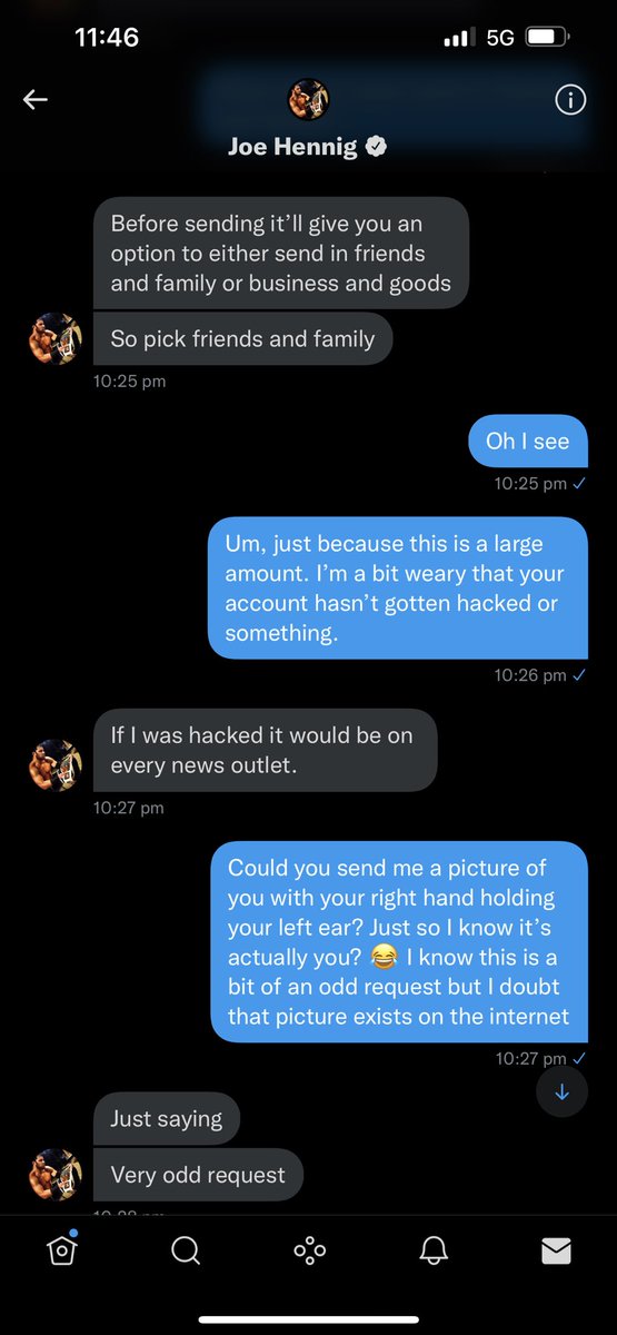 ThatKJGuy's tweet photo. Someone hacked Curtis Axle’s (@JoeHennig) Twitter account and is trying to make some money out of it.

PLEASE SHARE so that people aren’t conned. It’s a verified account.

Also, I had some fun with it 😂 continued in thread 👇🏽 https://t.co/FC6TslI3Ah