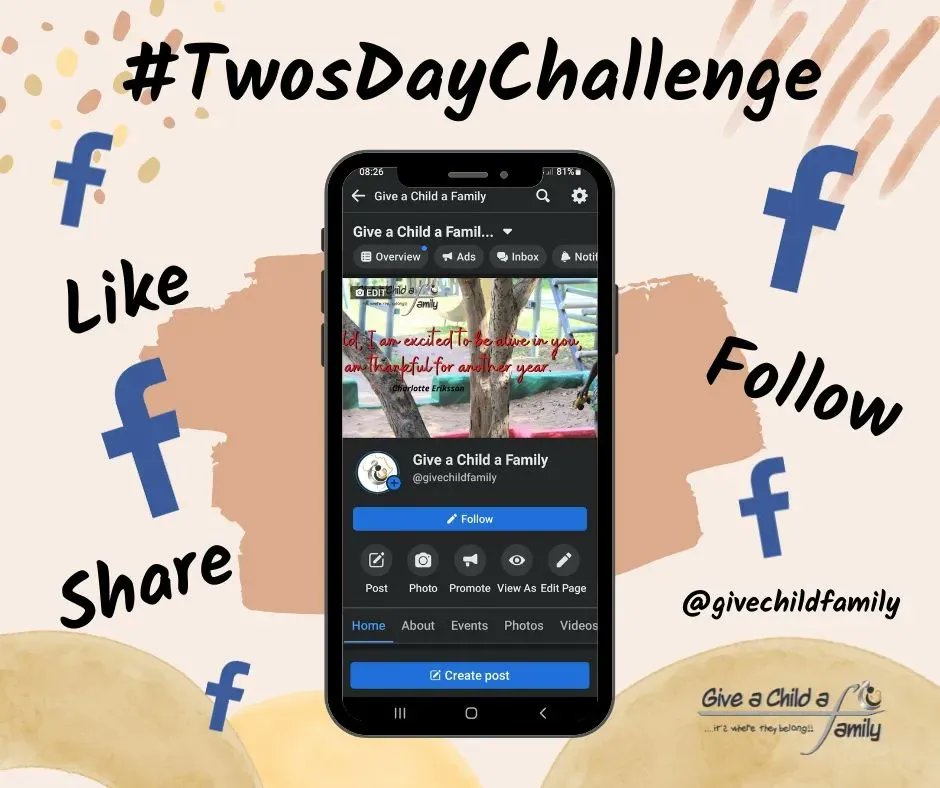 GiveChildFamily's tweet photo. #TwosDayChallenge ✌️
22.2.22 😱
We would like to challenge you to 🅻🅸🅺🅴, 🅵🅾🅻🅻🅾🆆 🅰🅽🅳 🆂🅷🅰🆁🅴 TWO of our posts today on any of our platforms to grow our followers, get our message out there, and to showcase the work we do, and you can help us achieve that goal! 🏆
❤️ https://t.co/zk5g3vKL1S