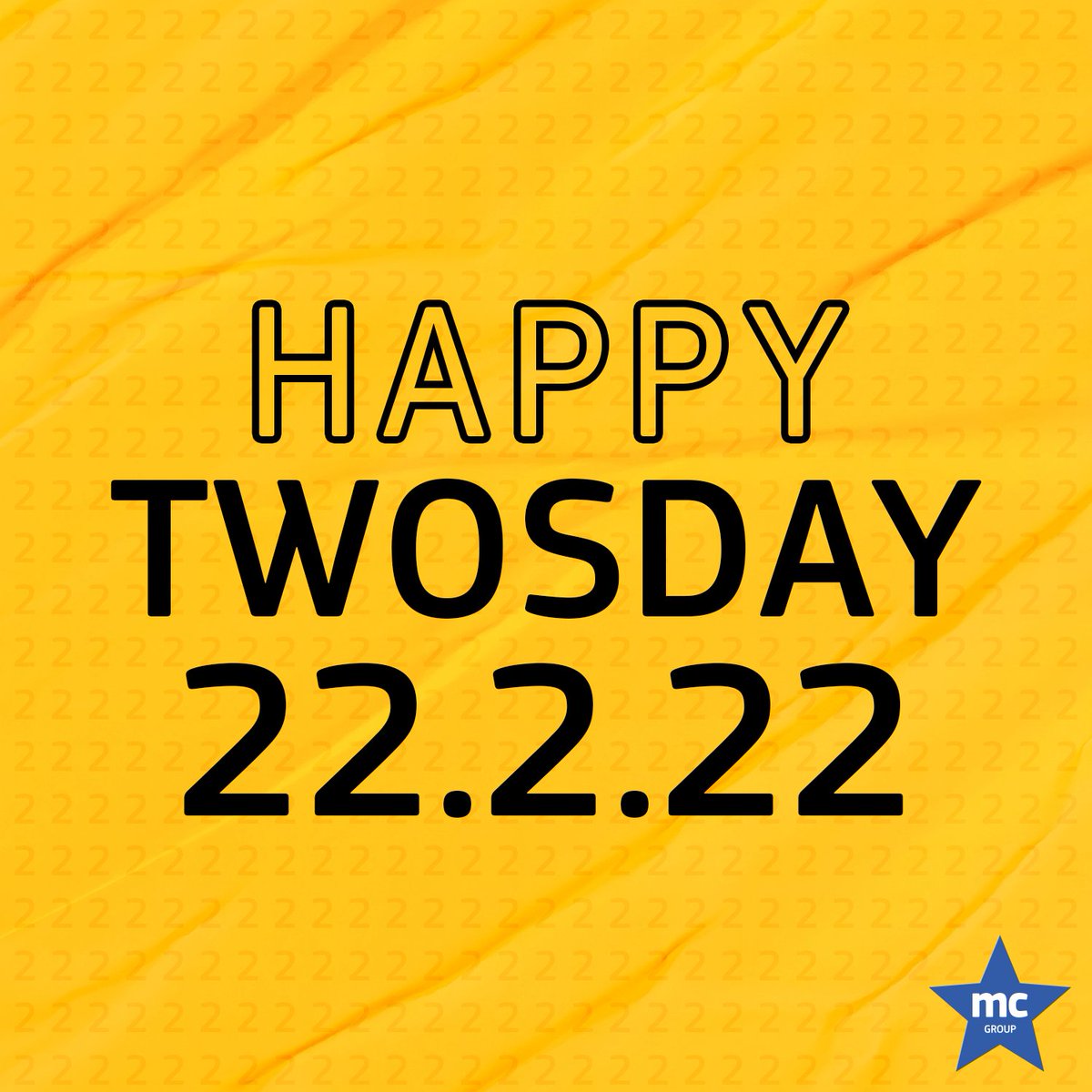 mcGroupGlobal's tweet photo. It is the ‘Twosday’ of the century!
2️⃣➖2️⃣2️⃣➖2️⃣2️⃣
#twosday #worldofideas #mcgroup #onceinabluemoon https://t.co/2tU2N3EwJL