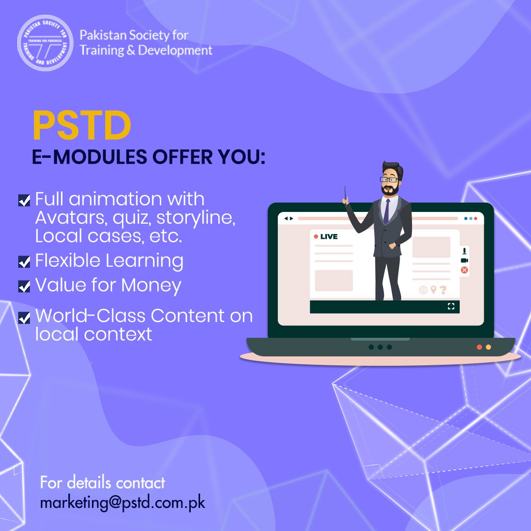 PstdSocialmedia's tweet photo. Along with futuristic skills PSTD E-Modules contain the best features that support learners in their learning. 

For details contact marketing@pstd.com

.
#emodules #elearning #elearningsolutions 
#digitaltransformation #digitallearning #pstd #futuristicskills #avatars https://t.co/sBL11lhorp