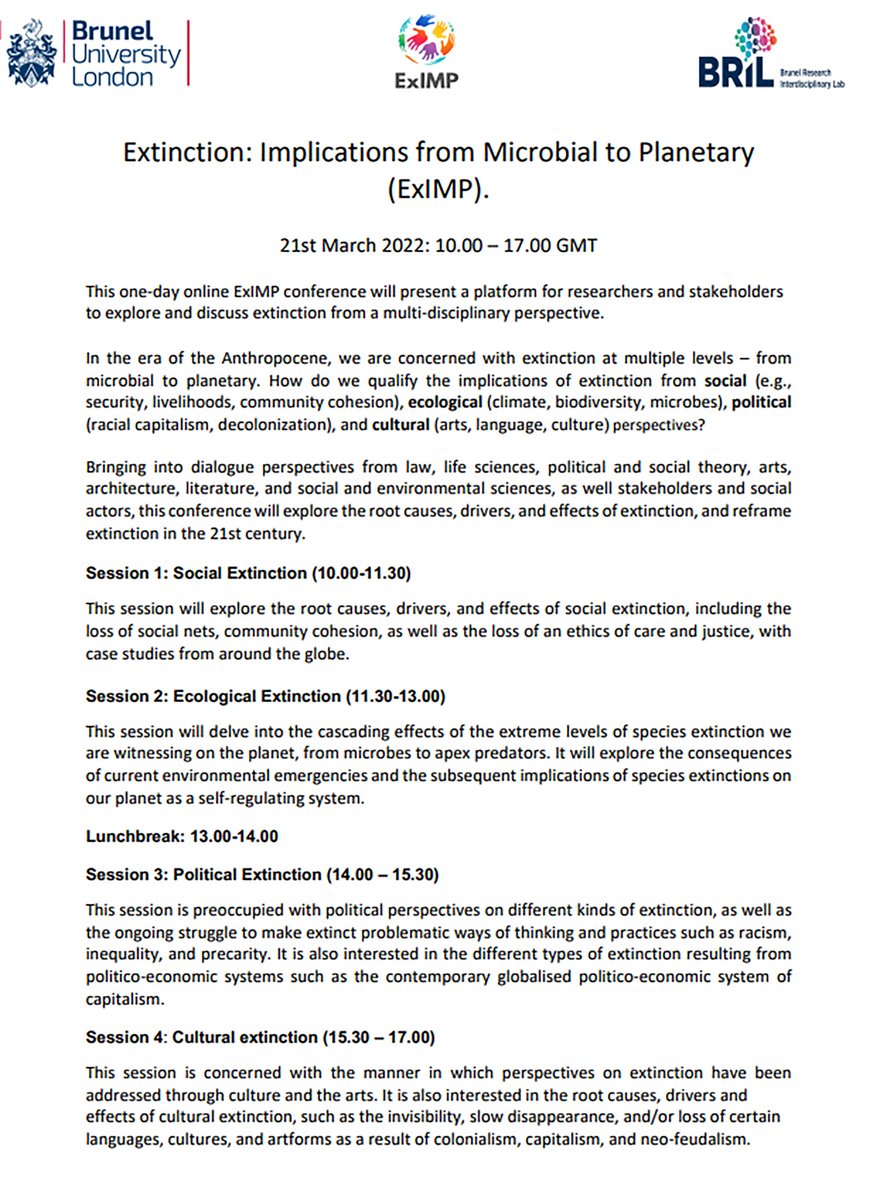 Extinction_Imp's tweet photo. Extinction: Implications from Microbial to Planetary: Free One Day Online Conference. https://t.co/HHxCEbkTUr