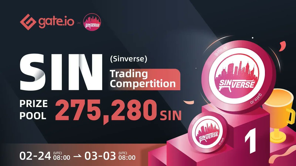 #Gateio <a href="/TheSinVerse/">Sinverse</a> $SIN Trading Competition🎉
💎Mega Rewards of 275,280 #SIN for Grabs

⏰Time: 08:00 AM (UTC) Feb 24 - Mar 03

👉Participate now: gate.io/questionnaire/…
👉Details: gate.io/article/25367/… 
👉Giveaway: gate.io/article/25367?…