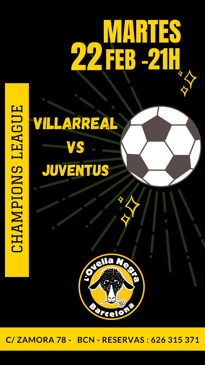 Noche de Champions League en la Ovella Negra... ¿Te apuntas?
#ovellanegrabcn #ChampionsLeague