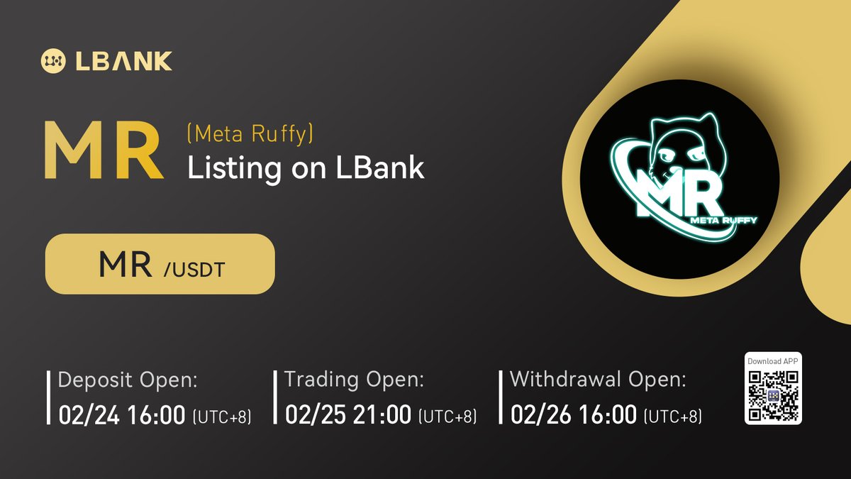 LBank_Exchange's tweet photo. 🔥 New #listing

💫 $MR (Meta Ruffy)will be listed on LBank！@meta_ruffy 

 Meta Ruffy is an open world in the Metaverse based on the latest technology which merges together, web3.0, blockchain, VR and AR. 

❤️ Details: https://t.co/CStGBlJ4T6 https://t.co/cozAuPMjGZ