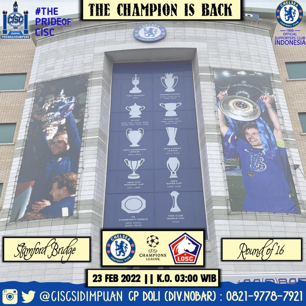CISCsidimpuan's tweet image. The Champ is back!!! 12 jam menuju kick off. Perjalanan pertama Chelsea di babak gugur demi mempertahankan gelar yg sebelumnya tidak bisa di lakukan oleh tim Inggris manapun 🔥 #ThisIsCISC #PrideOfCISC