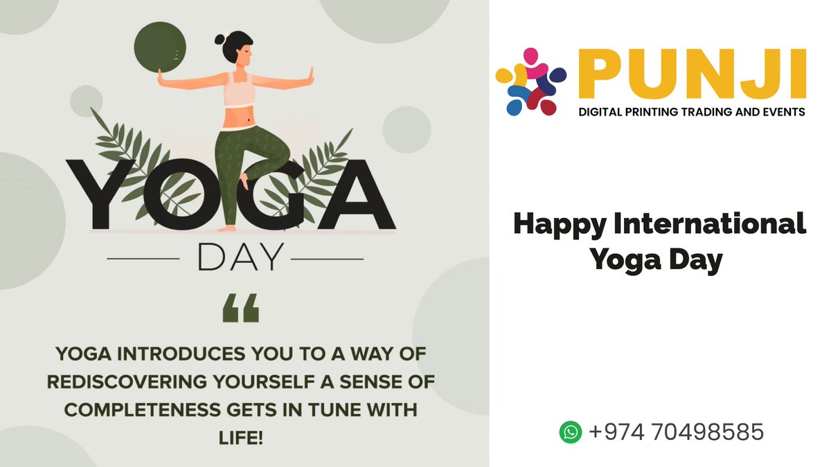 PunjiPrinters's tweet photo. Yoga is all about creating a balance in your life. It is about balancing your senses, balancing your body, soul, and mind in order to live healthily and live in peace. Wishing you a peaceful and healthy life on International Yoga Day.
#punjiprinters #InternationalYogaDay #Yoga https://t.co/PMs7LlY5iT