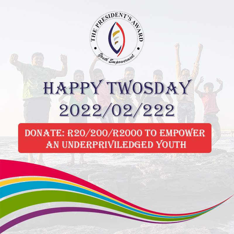 ThePresAwardSA's tweet image. Empower a young #SouthAfrican this Twosday: 2022/02/22

The President’s Award challenges you on this very rare and special Tuesday to empower and make a difference in a young South Africans life by donating either R20.00 – R200.00 or R2000.00 

presidentsaward.co.za/empower-a-youn…