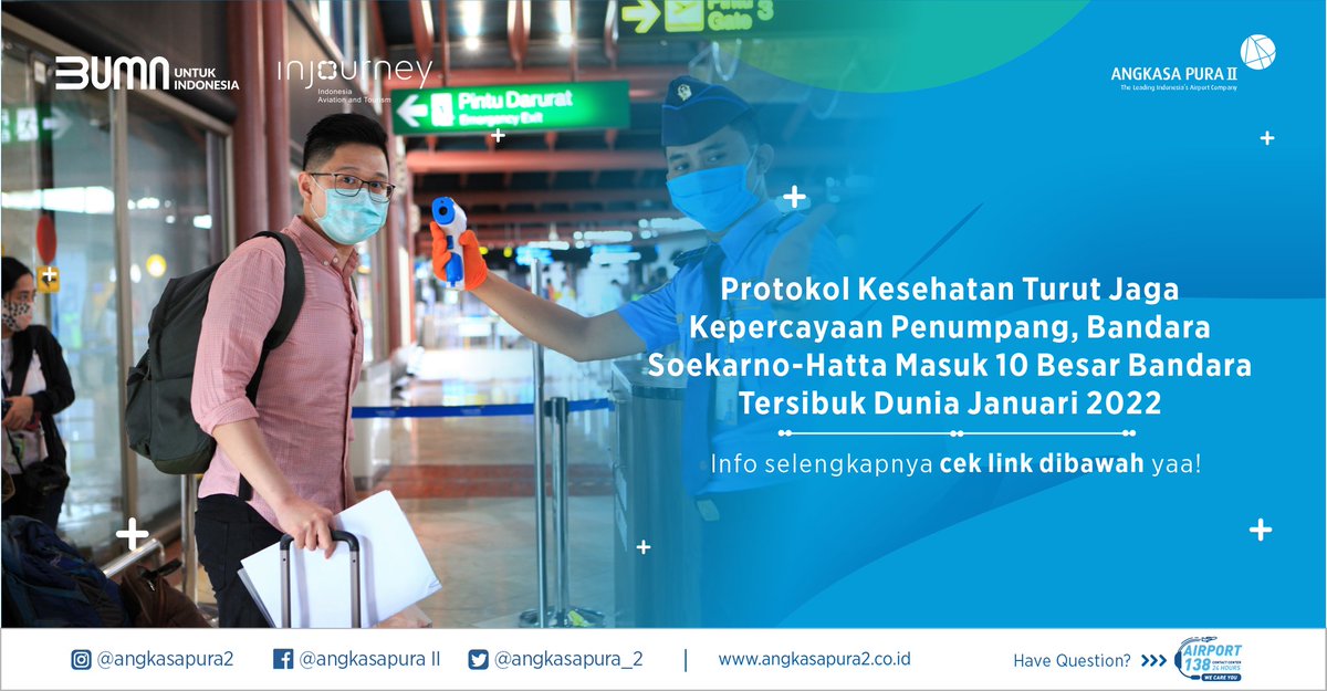 INJairports's tweet photo. Bandara Soekarno-Hatta ditetapkan sebagai salah satu bandara tersibuk di dunia pada Januari 2022 oleh Official Airline Guide (OAG), penyedia informasi penerbangan global yang berbasis di Inggris. https://t.co/OQlDO7YnKf