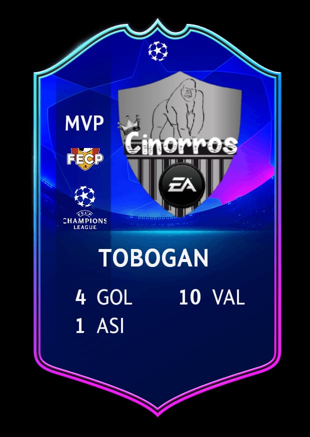 Tobogan, del <a href="/loscinorroscpro/">Los Cinorros Cpro</a> a sido nombrado MVP DE LA SEMANA 1 de la FECP CHAMPIONS LEAGUE. FELICIDADES!