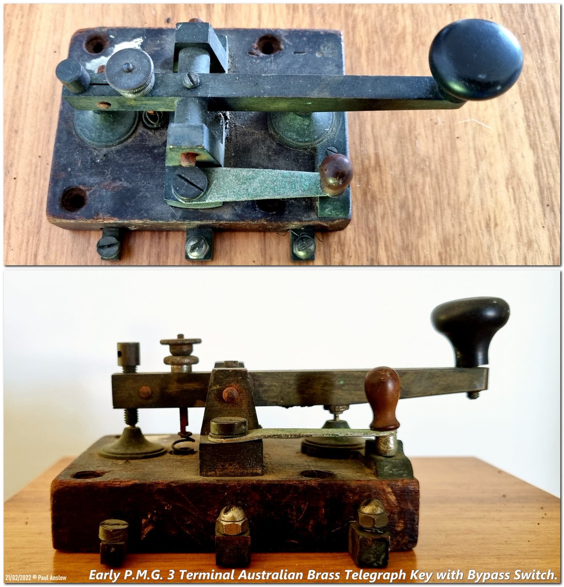 Paul_Anslow's tweet photo. An Australian Telegraph Key needing sympathetic restoration. A project for the future. #hamradio #AmateurRadio #morsecode
#telegraphkey #CW https://t.co/2v5UYfngPN