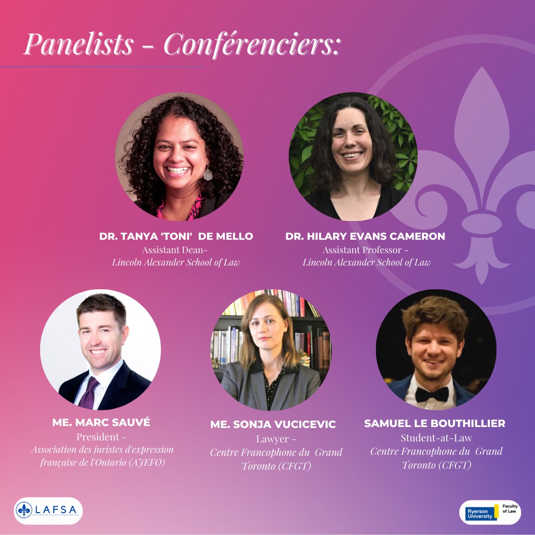 LAFSAtmu's tweet photo. Our panelists are looking forward to talking with us in both official languages about access to justice for linguistic minorities, and how speaking multiple languages has helped to form their own legal careers. See you then! https://t.co/wkJXPGdVc0