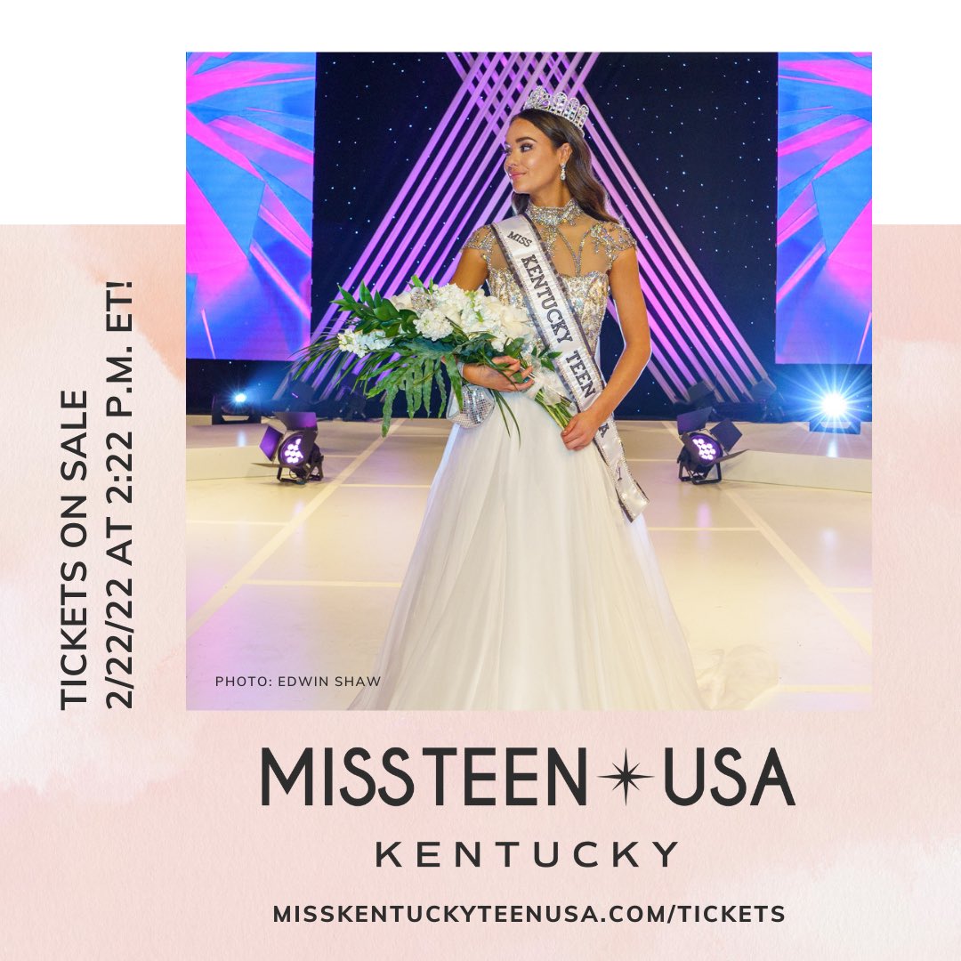MARK YOUR CALENDAR 💖🎉 Watch LIVE in Somerset as <a href="/MissKYteenusa/">Gabriella Hembree</a> 2021 Kennedy Mosley crowns the new #MissKentuckyTeenUSA on March 25 - 26! Purchase your tickets beginning this Tuesday, February 22, 2022 at 2:22 p.m. ET! #Kentucky #MissTeenUSA #PageantryReimagined <a href="/MissKYUSA/">Madalyne Kinnett</a>