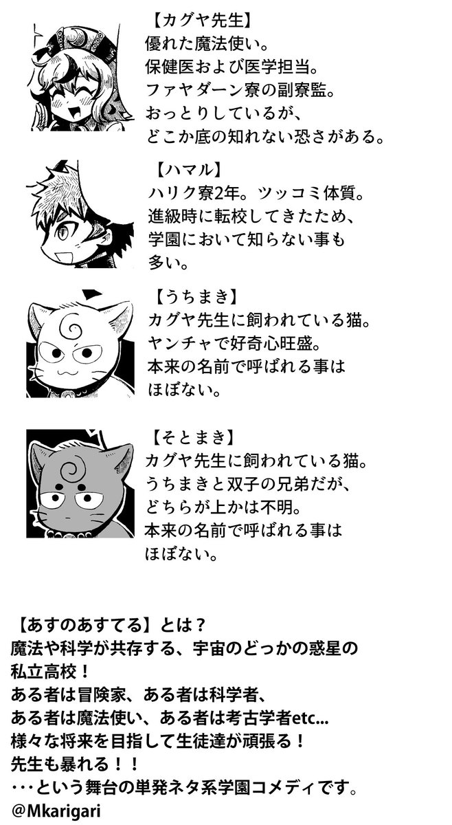 自創作スターシステム。こっちはあくまでもパラレルな存在です。魔力とか持ってるかも?
#あすのあすてる 
