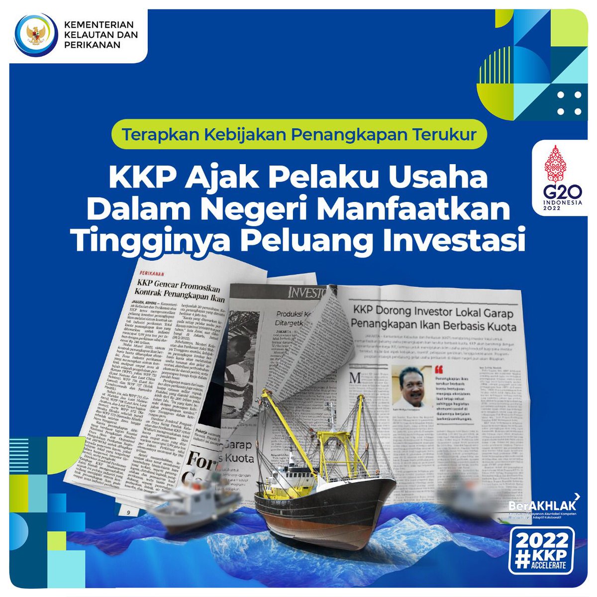 #SahabatBahari kebijakan Penangkapan Terukur Berbasis Kuota yang akan diberlakukan pada tahun ini membawa angin segar untuk para nelayan, pelaku usaha hingga para investor

#PenangkapanTerukur #KKPAccelerate #SaktiWahyuTrenggono
