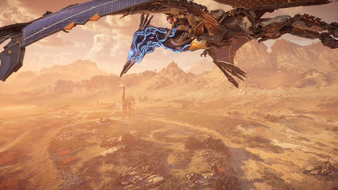 Horizon Forbidden Westクリアした～!
あまりにも美しすぎる世界に圧倒されたゲーム体験だった・・ 
この美しい世界で見える全てどこまでも行けるのとんでもないよ #HorizonForbiddenWest 