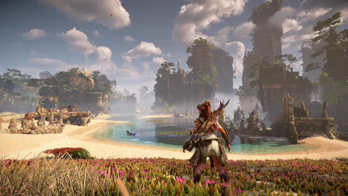 Horizon Forbidden Westクリアした～!
あまりにも美しすぎる世界に圧倒されたゲーム体験だった・・ 
この美しい世界で見える全てどこまでも行けるのとんでもないよ #HorizonForbiddenWest 