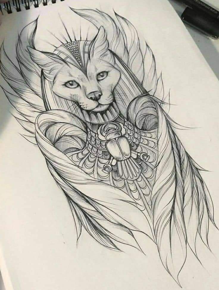 egyptian bastet drawing