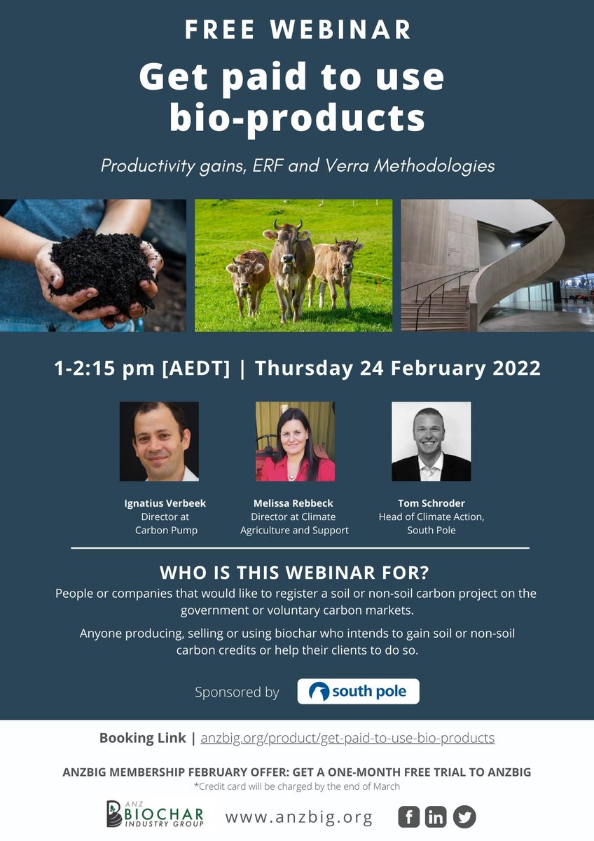 Biochar production is ramping up in Australia and a roadmap to get there is on its way to support this.  Dont miss this webinar on how biochar and its multiple agricultural benefits including carbon drawdown.
us02web.zoom.us/.../reg.../WN_…